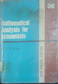 Mathematical Analysis For Economists