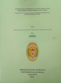 Korupsi Pada Pendapatan Asli Daerah Yang bersumber Dari Retribusi Jasa Usaha