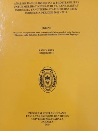 Image of ANALISIS RASIO LIKUIDITAS & PROFITABILITAS UNTUK MELIHAT KINERJA DI PT. BANK RAKYAT INDONESIA YANG TERDAFTAR DI BURSA EFEK INDONESIA PERIODE 2016-2018