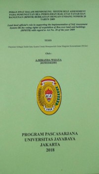 Peran PPAT Dalam Mendukung Sistem Self Assessment Pada Pemungutan Bea Perolehan Hak Atas Tanah dan Bangunan ( BPHTB)  Berkaitan Dengan Undang - Undnag Nomor 28 Tahun 2009