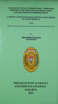 Image of tanggung Gugat Rumah Sakit Terhadap Dokter Yang Melakukan Kesalahan Dalam Tindakan Kedokteran