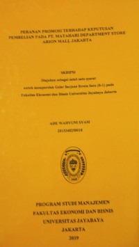 Image of Peranan Promosi Terhadap Keputusan Pembelian Pada PT.Matahari Department Store Arion Mall Jakarta