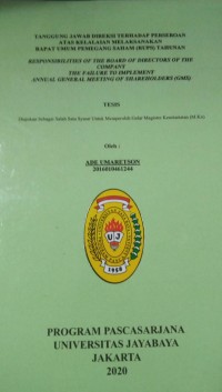 Image of Tanggung Jawab Direksi Terhadap Perseroan Atas Kelalaian Melaksanakan Rapat Umum Pemegang Saham (RUPS)Tahunan