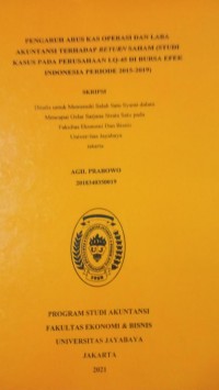 Image of PENGARUH ARUS KAS OPERASI DAN LABA AKUNTANSI TERHADAP RETURN SAHAM (STUDI KASUS PADA PERUSAHAAN LQ-45 DI BURSA EFEK INDONESIA PERIODE 2015-2019)
