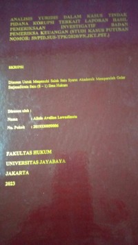 Analisis Yuridis Dalam Kasus Tindak Pidana Korupsi Terkait Laporan Hasil Pemeriksaan Investigatif Badan Pemeriksa Keuangan (Studi Kasus Putusan Nomor: 59/Pid.Sus-TPK/2020/PN.Jkt.Pst}