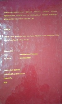 Pertanggungjawaban Pidana Pelaku Tindak Pidana Pembunuhan Berencana di Pengadilan Negeri Cibinong Studi Kasus No 327 PID B 2017PN CBI