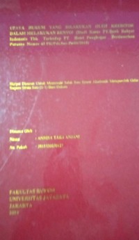 Upaya Hukum Yang Dilakukan Oleh Kreditor Dalam Melakukan Renvoi ( Studi Kasus PT Bank Rakyat Indonesia Tbk Terhadap PT Hotel Panghegar Berdasarkan Putusan Nomor 45 PK/Pdt.Sus - Pailit/2018 )