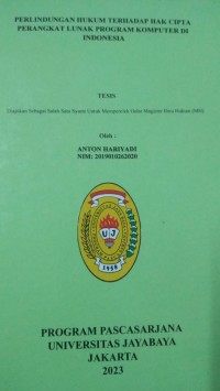 Perlindungan Hukum Terhadap Hak Cipta Perangkat Lunak Program Komputer Di Indonesia