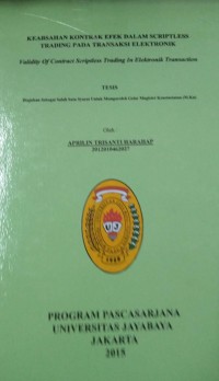 Keabsahan Kontrak Efek Dalam Scriptless Trading Pada Transaksi Elektronik