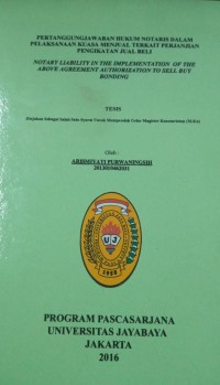 Image of Pertanggungjawaban Hukum Notaris Dalam Pelaksanaan Kuasa Menjual Terkait Perjanjian Pengikatan Jual Beli