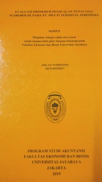 Image of Evaluasi Prosedur Penjualan Tunai Jasa Warehouse Pada PT.Multi Terminal Indonesia