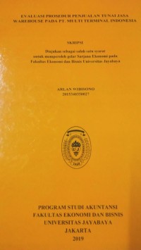 Evaluasi Prosedur Penjualan Tunai Jasa Warehouse Pada PT.Multi Terminal Indonesia