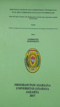 Image of Kepastian Hukum Akta Perjanjian Pengikatan Jual Beli Terhadap Gugatan Wanprestasi