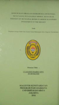 Kedudukan Obligasi Daerah Dalam Rangka Menunjang Penanaman Modal DiDaerah