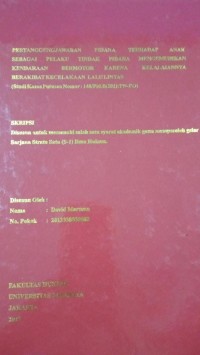 Pertanggung Jawaban Pidana Terhadap Anak Sebagai Pelaku Tindak Pidana Mengemudikan Kendaraan Bermotor Karena Kelalaiannya Berakibat Kecelakaan Lalu Lintas (Studi Kasus Putusan Nomor : 148/Pid.B/2011/PN-PO