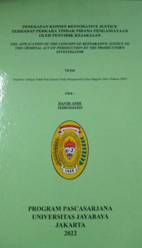 Image of Penerapan Konsep Restorative Justice tterhadap Perkara Tindak Pidana Penganiayaan Oleh Penyidik Kejaksaan