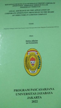 Kepastian Hukum Atas Penerapan Prinsip Corporate Opertunity Terhadap Direksi Dalam Perseroan Terbatas