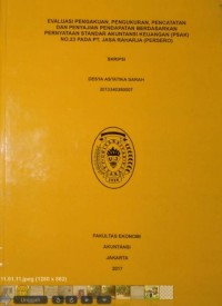Image of Evaluasi Pengakuan, Pengukuran, Pencatatan Dan Penyajian Pendapatan Berdasarkan Pernyataan Strandar Akuntansi Keuangan (PSAK) No. 23 Pada PT. Jasa Raharja (Persero)