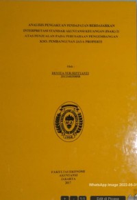 Analisis Pengakuan Pendapatan Berdasarkan Interprestasi Standar Akuntansi Keuangan (ISAK) 21 Atas Penjualan Pada Perusahaan Pengembangan KSO. Pembangunan Jaya Properti