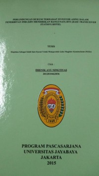 Perlindungan ukum terhadap Investor Asing Dalam Penerbitan IMB (Ijin mendirikan Bangunan) BTS (Base Transceiver Station) Hotel