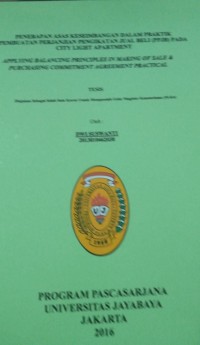 Image of Penerapan Asas Keseimbangan Dalam Praktik Pembuatan Perjanjian Pengikatan Jual Beli (PPJB) Pada City Light Apartement