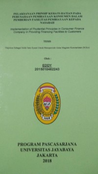 Image of Pelaksanaan Prinsip Kehati-hatian Pada Perusahaan Pembiayaan Konsumen Dalam Pemberian Fasilitas Pembiayaan Kepada Nasabah