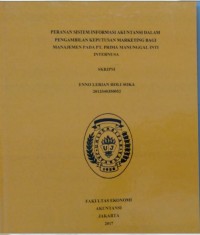 Peranan Sistem Informasi Akuntansi Dalam Pengambilan Keputusan Marketing Bagi  Manajemen Pada PT.Prima manunggal Inti Internusa