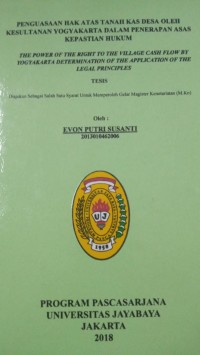 Penguasaan Hak Atas Tanah Kas Desa Oleh Kesultanan Yogyakarta Dalam Penerapan Asas Kepastian Hukum