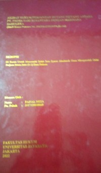 Image of Akibat Hukum Perjanjian Hutang Piutang Antara PT. Prima Sari Nusantara Dengan Mardiana Sahuleka (Studi Kasus Putusan No.206/Pdt.G/2019/PN.Jkt.Sel)