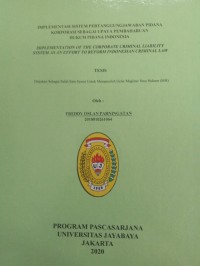 Image of Implementasi Sistem Pertanggungjawaban Pidana Korporasi Sebagai Upaya Pembaharuan Hukum Pidana Indonesia