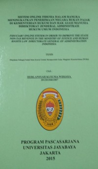 Sistem Online Fidusia Dalam Rangka Meningkatkan Penerimaan Negara Bukan Pajak Di kementrian Hukum dan Hak Asasi manusia Direktorat Jenderal Administrasi Hukum umum Indonesia