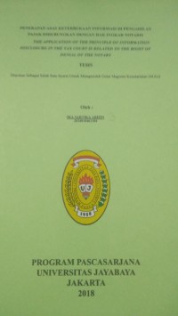 Image of Penerapan Asas Keterbukaan Informasi di Pengadilan Pajak Dihubungkan Dengan Hak Ingkar Notaris