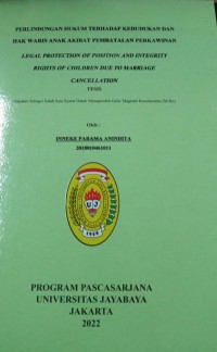 Image of Perlindungan Hukum Terhadap keududukan Dan Hak waris Anak Akibat Pembatalan Perkawinan 