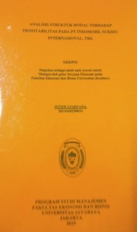 Image of Analisis Struktur Modal Terhadap Profitabilitas Pada PT Indomobil,Sukses,Internasional, Tbk