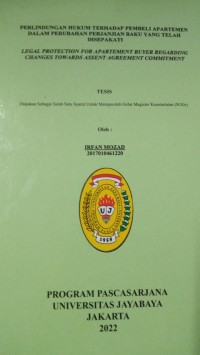 Perlindungan Hukum Terhadap Pembeli Apartemen Dalam Perubahan Perjanjian Baku Yang telah Disepakati