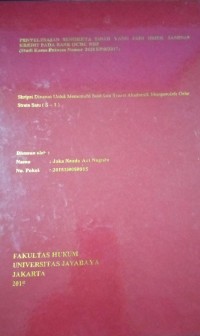 Penyelesaian Sengketa Tanah Yang Jadi Objek Jaminan Kredit Pada Bank OCBC NISP ( Studi Kasus Putusan Nomor 2628 K/Pdt/2017 )