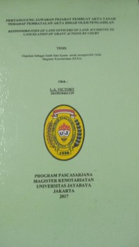 Pertanggung Jawaban Pejabat Pembuat Akta Tanah Terhadap Pembatalan Akta Hibah Oleh Pengadilan