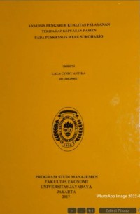 Image of Analisis Pengaruh Kualitas Pelayanan Terhadap Kepuasan Pasien Pada Puskesmas Weru Sukoharjo