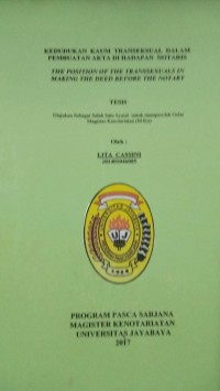 Image of Kedudukan Kaum Transeksual Dalam Pembuatan Akta Di Hadapan Notaris