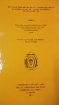 Image of Evaluasi Perlakuan Akuntansi Pendapatan Dan Beban Pada PT. Taspen (PERSERO) Cempaka Putih
