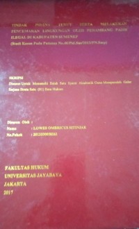 Image of Tindak Pidana Turut Serta Melakukan Pencemaran Lingkungan Oleh Penambang Pasir Ilegal di Kabupaten Sumenep (Studi Kasus Pada Putusan No.46/Pid.Sus/2013/PN.Smp)