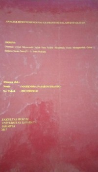 Image of Analisa Hukum mengenai Guarantor Dalam Kepailitan