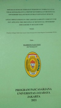 Image of Implikasi Hukum Terhadap Perseroan Terbatas Atas Tidak Diterapkannya Prinsip Keterbukaan Beneficial Ownership Dalam Mewujudkan Kepastian Hukum