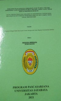 Perlindungan Hukum Terhadap Anak Warga Negara Indonesia Yang Diadopsi Warga Negara Asing Yang Tidak Sesuai prosedur Hukum