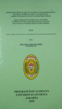 Image of Kepastian Hukum Akta Jual Beli Tanah Dihadapan Pejabat Pembuat Akta Tanah (PPAT) Akibat Pemalsuan Data Oleh Para Pihak