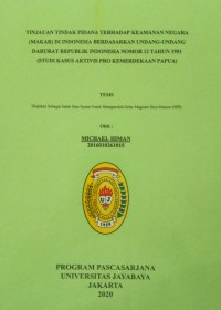 Tinjauan Tindak Pidana Terhadap Keamanan Negata (Makar) di Indonesia Berdasarkan Undang-undang Darurat Repulik Indonesia Nomor 12 Tahun 1951