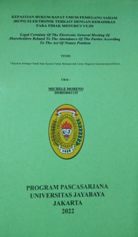 Image of Kepastian Hukum Rapatt Umum Pemegang Saham (RUPS) Elektronik Terkait Dengan Kehadiran Para Pihak Menurut UUJN