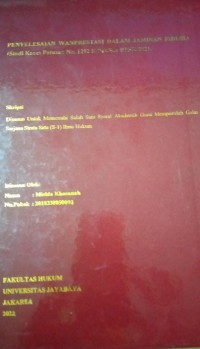 Image of Penyelesaian Wanprestasi Dalam Jaminan Fidusia (Studi Kasus Putusan No.1292 K/Pdt.Sus.BPSK/2021)