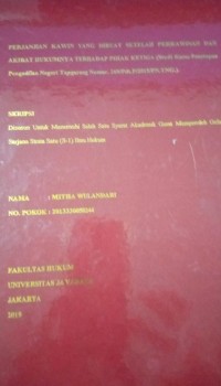 Perjanjian Kawin Yang Dibuat Setelah Perkawinan Dan Akibat Hukumnya Terhadap Pihak Ketiga ( Studi Kasus Penetapan Pengadilan Negeri Tangerang Nomor.269/Pdt.P/2015/PN.TNG )