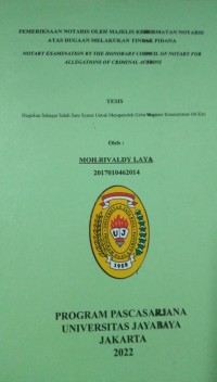 Image of Pemeriksaan Notaris Oleh Majelis Kehormatan Notaris Atas Dugaan Melakukan Tindak Pidana